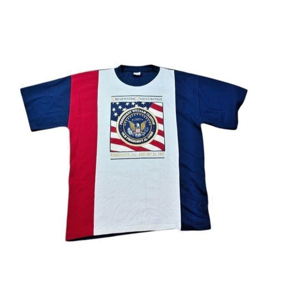 Vtg 1997 Presidential Inauguration Clinton/Gore Pique Knit T Shirt Size XL Bulti